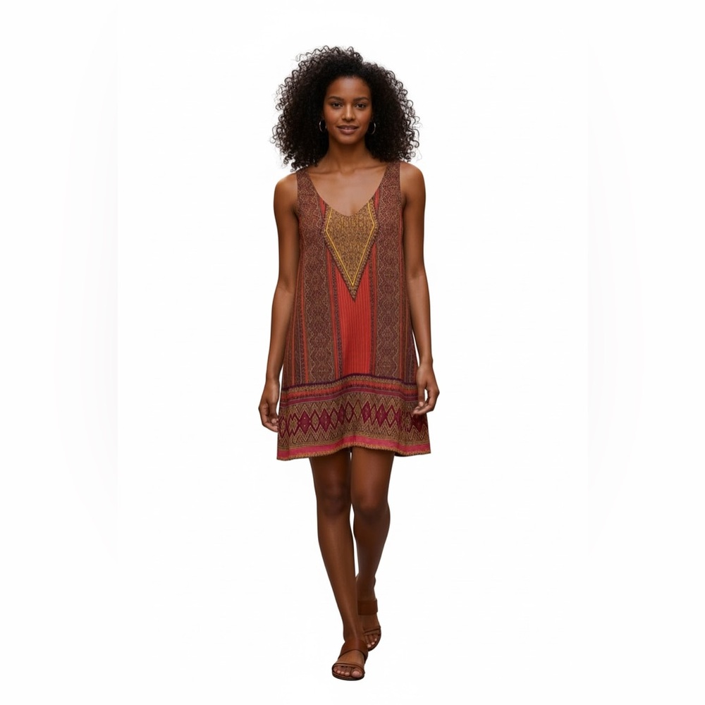 City Triangles Sleeveless Boho Aztec Print Shift Dress Size M Colorful Lined